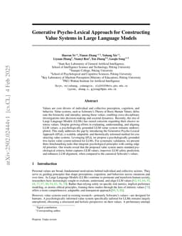 Generative Psycho-Lexical Approach for Constructing Value Systems in Large Language Models