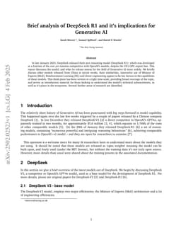 Brief analysis of DeepSeek R1 and its implications for Generative AI