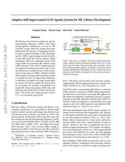 Adaptive Self-improvement LLM Agentic System for ML Library Development