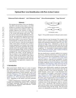 Optimal Best Arm Identification with Post-Action Context