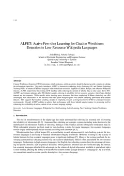 ALPET: Active Few-shot Learning for Citation Worthiness Detection in Low-Resource Wikipedia Languages