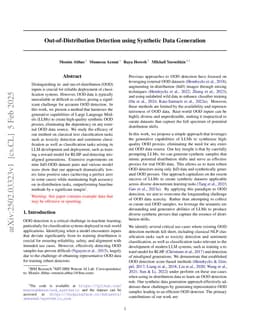 Out-of-Distribution Detection using Synthetic Data Generation