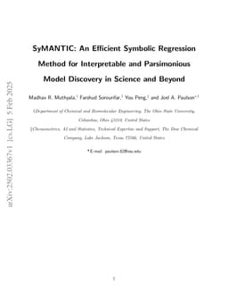 SyMANTIC: An Efficient Symbolic Regression Method for Interpretable and Parsimonious Model Discovery in Science and Beyond