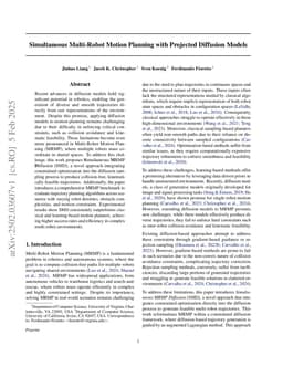 Simultaneous Multi-Robot Motion Planning with Projected Diffusion Models