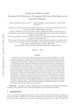 Sorting the Babble in Babel: Assessing the Performance of Language Detection Algorithms on the OpenAlex Database