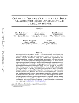 Conditional Diffusion Models are Medical Image Classifiers that Provide Explainability and Uncertainty for Free