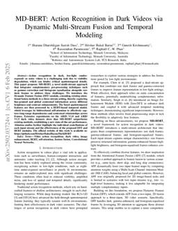 MD-BERT: Action Recognition in Dark Videos via Dynamic Multi-Stream Fusion and Temporal Modeling