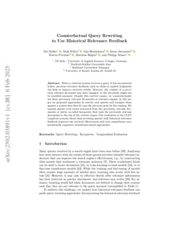 Counterfactual Query Rewriting to Use Historical Relevance Feedback