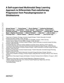 A Self-supervised Multimodal Deep Learning Approach to Differentiate Post-radiotherapy Progression from Pseudoprogression in Glioblastoma