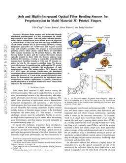 Soft and Highly-Integrated Optical Fiber Bending Sensors for Proprioception in Multi-Material 3D Printed Fingers