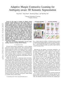 Adaptive Margin Contrastive Learning for Ambiguity-aware 3D Semantic Segmentation