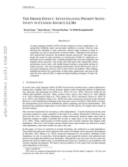 The Order Effect: Investigating Prompt Sensitivity to Input Order in LLMs