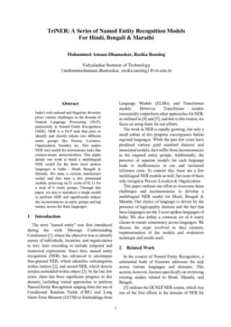 TriNER: A Series of Named Entity Recognition Models For Hindi, Bengali & Marathi