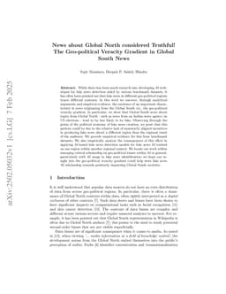 News about Global North considered Truthful! The Geo-political Veracity Gradient in Global South News