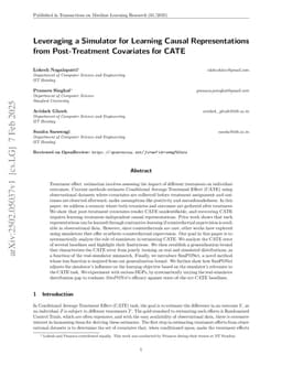 Leveraging a Simulator for Learning Causal Representations from Post-Treatment Covariates for CATE