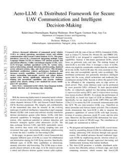 Aero-LLM: A Distributed Framework for Secure UAV Communication and Intelligent Decision-Making