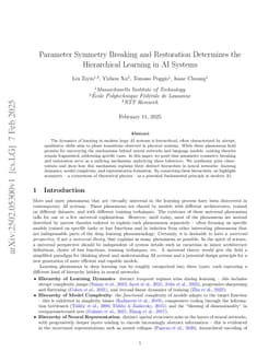 Parameter Symmetry Breaking and Restoration Determines the Hierarchical Learning in AI Systems