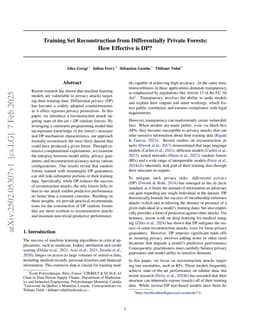 Training Set Reconstruction from Differentially Private Forests: How Effective is DP?