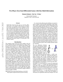 Two-Player Zero-Sum Differential Games with One-Sided Information