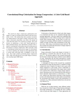 Convolutional Deep Colorization for Image Compression: A Color Grid Based Approach