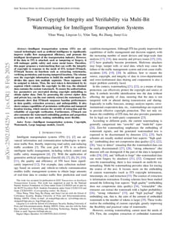 Toward Copyright Integrity and Verifiability via Multi-Bit Watermarking for Intelligent Transportation Systems