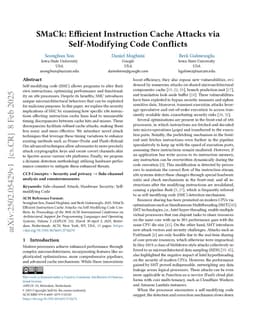 SMaCk: Efficient Instruction Cache Attacks via Self-Modifying Code Conflicts