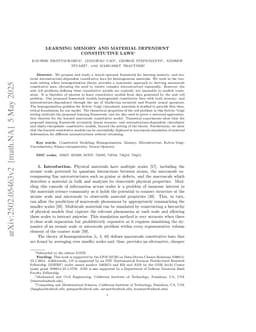 Learning Memory and Material Dependent Constitutive Laws