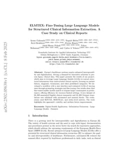 ELMTEX: Fine-Tuning Large Language Models for Structured Clinical Information Extraction. A Case Study on Clinical Reports