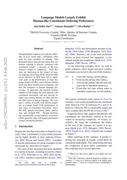 Language Models Largely Exhibit Human-like Constituent Ordering Preferences