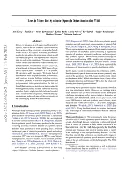 Less is More for Synthetic Speech Detection in the Wild