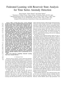 Federated Learning with Reservoir State Analysis for Time Series Anomaly Detection