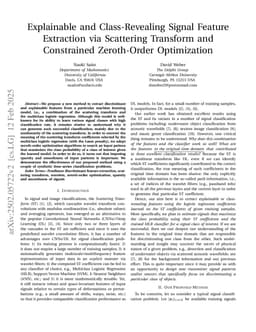 Explainable and Class-Revealing Signal Feature Extraction via Scattering Transform and Constrained Zeroth-Order Optimization