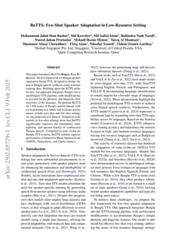 BnTTS: Few-Shot Speaker Adaptation in Low-Resource Setting
