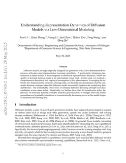 Understanding Representation Dynamics of Diffusion Models via Low-Dimensional Modeling