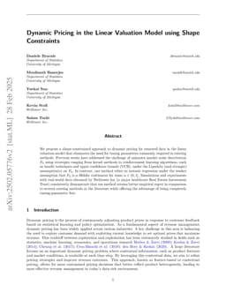 Dynamic Pricing in the Linear Valuation Model using Shape Constraints