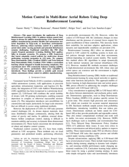 Motion Control in Multi-Rotor Aerial Robots Using Deep Reinforcement Learning