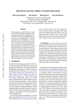 Task-driven Layerwise Additive Activation Intervention