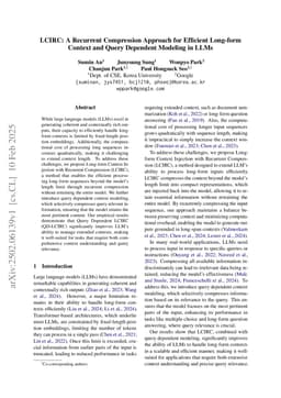 LCIRC: A Recurrent Compression Approach for Efficient Long-form Context and Query Dependent Modeling in LLMs