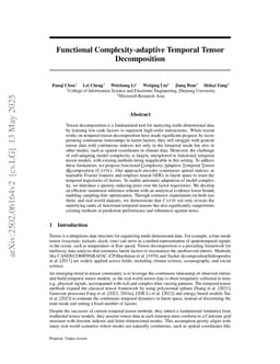 Functional Complexity-adaptive Temporal Tensor Decomposition