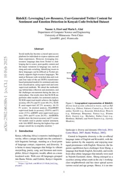 RideKE: Leveraging Low-Resource, User-Generated Twitter Content for Sentiment and Emotion Detection in Kenyan Code-Switched Dataset