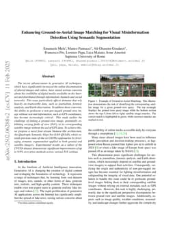 Enhancing Ground-to-Aerial Image Matching for Visual Misinformation Detection Using Semantic Segmentation