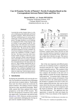 Can AI Examine Novelty of Patents?: Novelty Evaluation Based on the Correspondence between Patent Claim and Prior Art