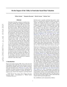On the Impact of the Utility in Semivalue-based Data Valuation