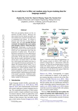 Do we really have to filter out random noise in pre-training data for language models?