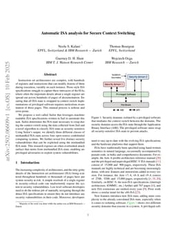 Automatic ISA analysis for Secure Context Switching