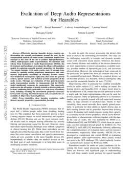 Evaluation of Deep Audio Representations for Hearables