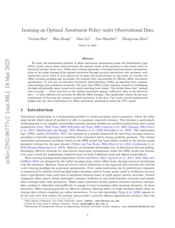 Learning an Optimal Assortment Policy under Observational Data