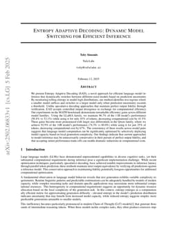 Entropy Adaptive Decoding: Dynamic Model Switching for Efficient Inference