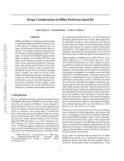 Design Considerations in Offline Preference-based RL