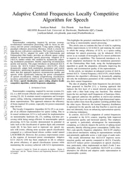 Adaptive Central Frequencies Locally Competitive Algorithm for Speech